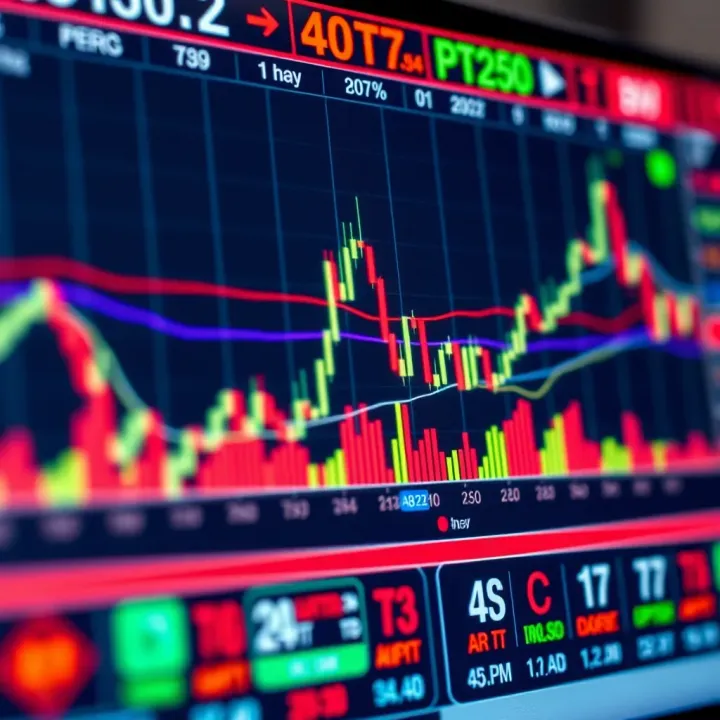 Graph showing different types of binary options trading indicators with trend lines and oscillators
