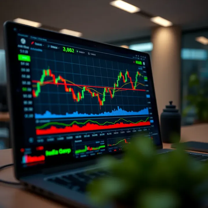 Dashboard of a day trading software showing real-time stock charts and key market indicators