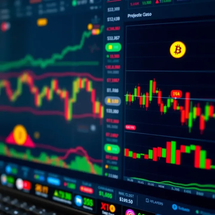 User interface displaying various cryptocurrency charts and trading tools on a digital platform