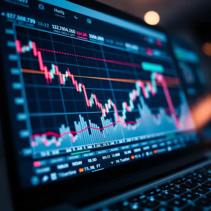 Graph showing stock market trends on trading platform interface