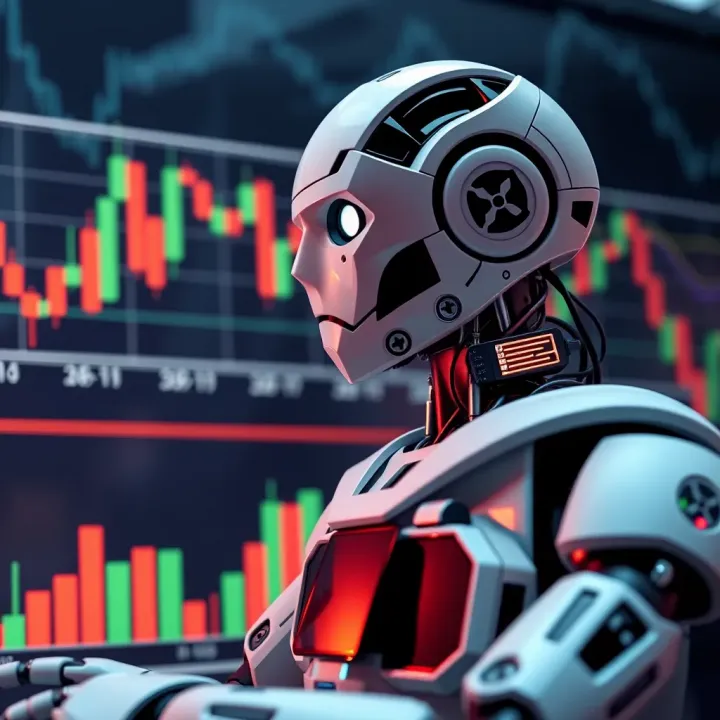 Automated Binary Options Trading with Robot Technology Illustration depicting automated binary options trading with digital robot and candlestick chart