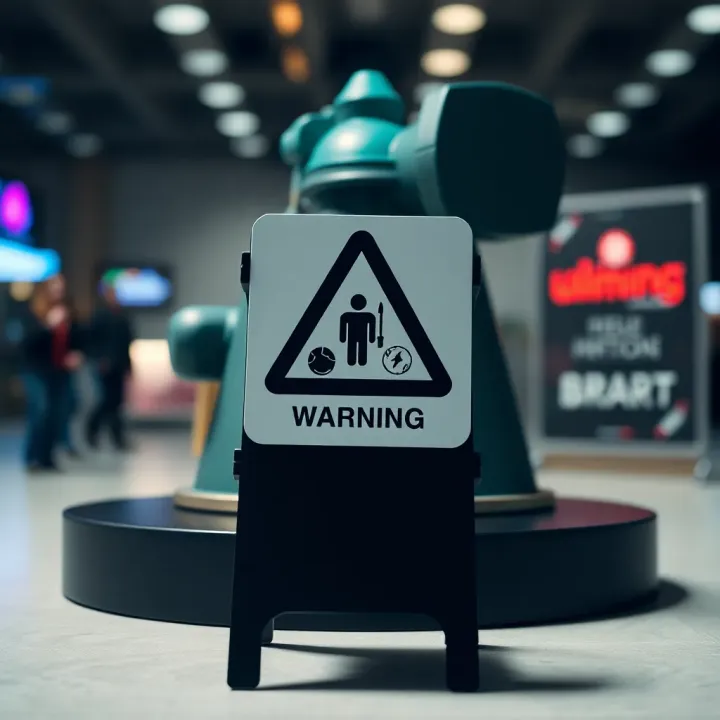 Warning sign with secure investment icons and fraud prevention symbols