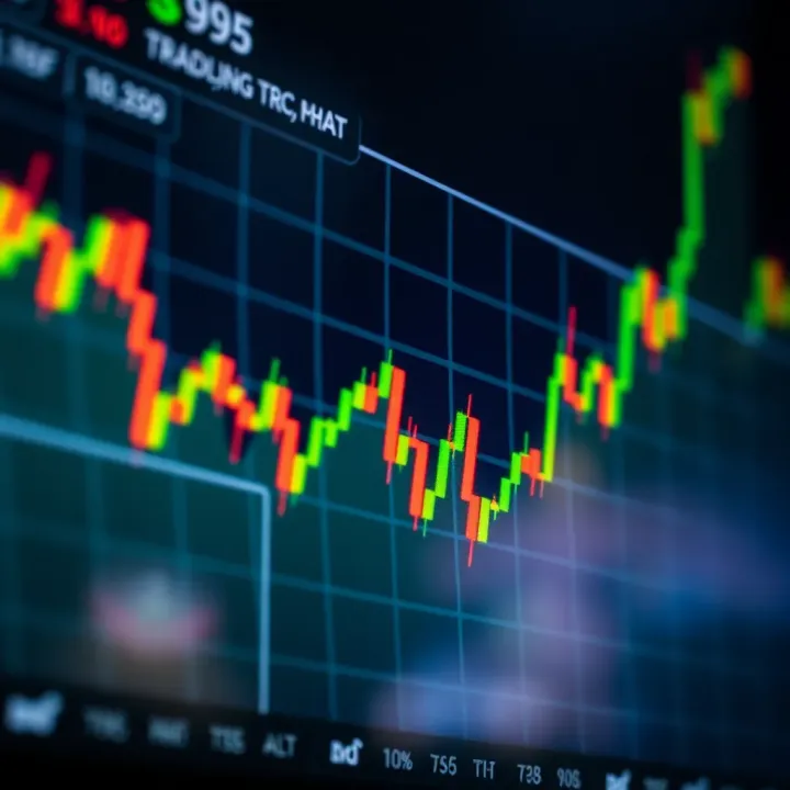 Graph showing fluctuating financial market trends with binary options trading indicators