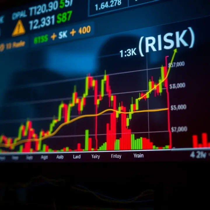 Graph showing fluctuating binary options trading chart with risk indicators