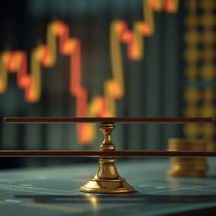 Conceptual illustration showing risk and reward balance in binary options investment