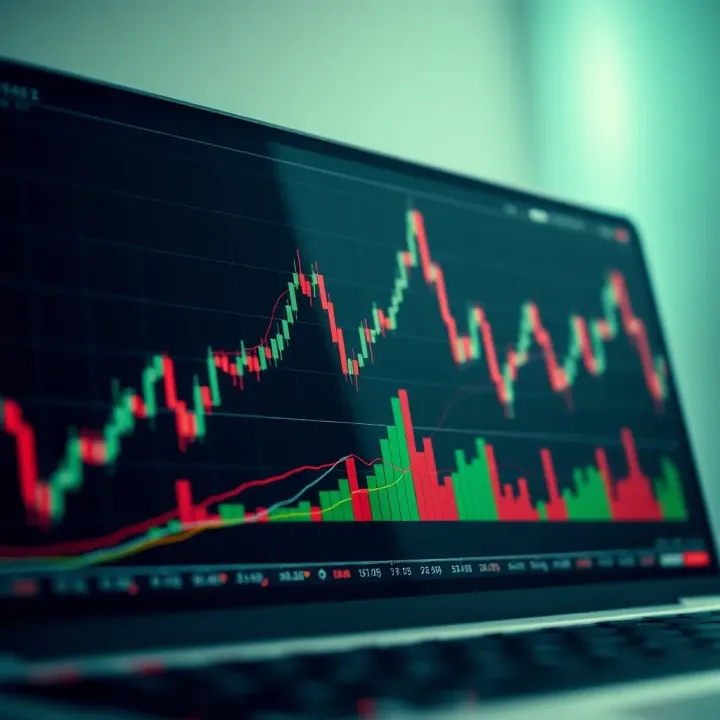 Graph displaying binary options trading signals with trend lines and indicators