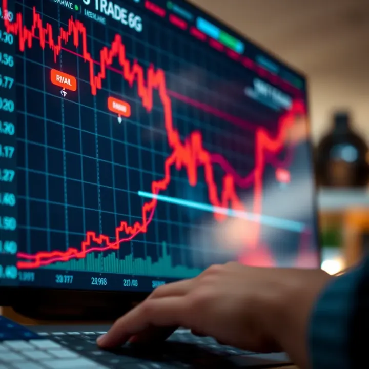 Graph showing binary options trading strategies with upward and downward trends