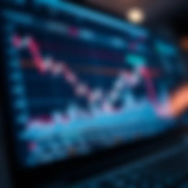 Graph showing stock market trends on trading platform interface