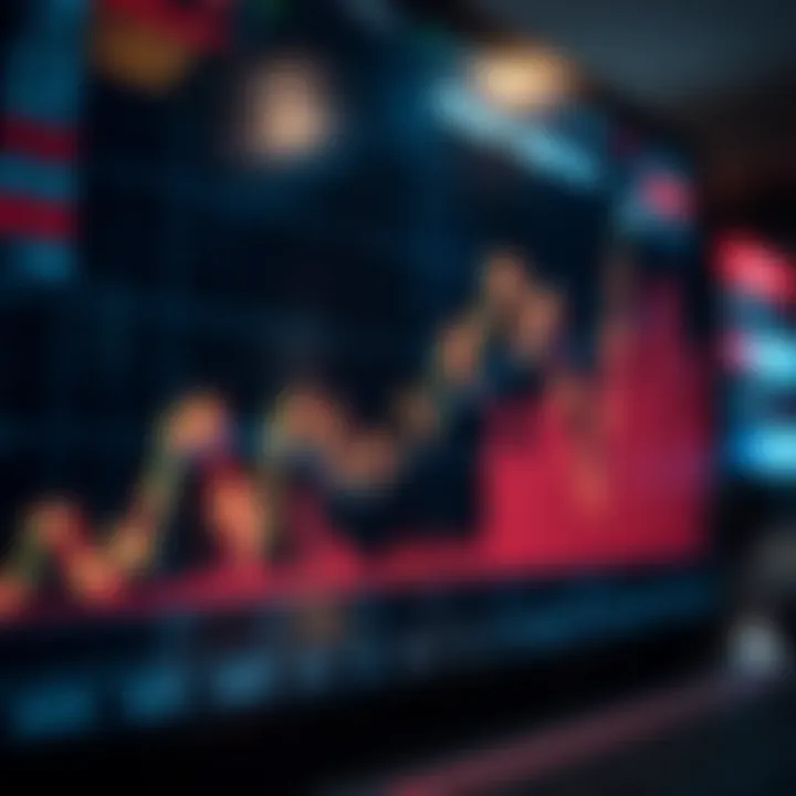 Graph showing financial growth and binary options trading with digital interface and upward trend lines