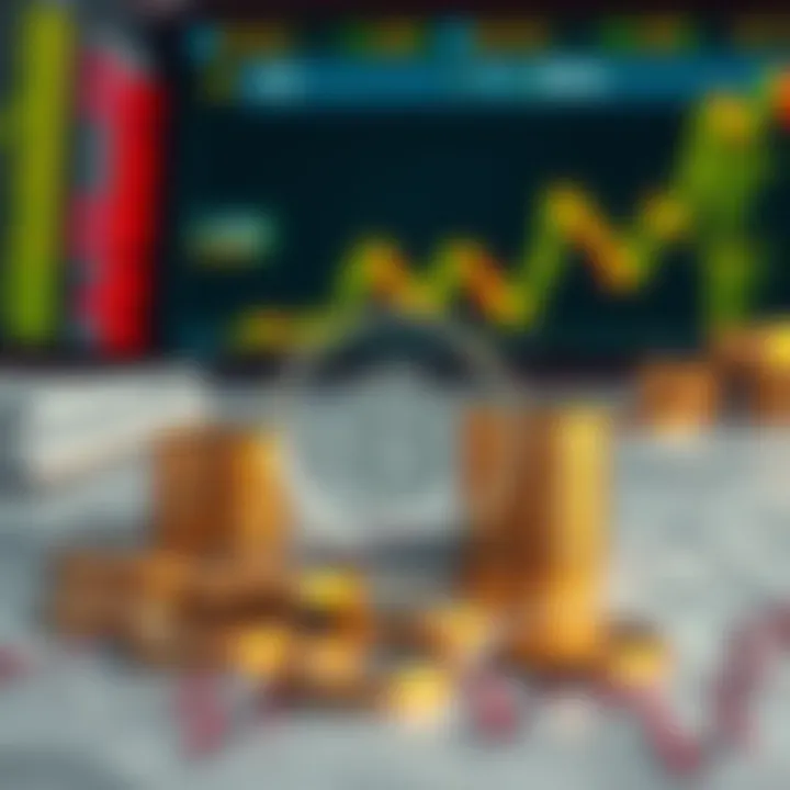 Conceptual illustration of risks and strategies in binary options investment with financial symbols