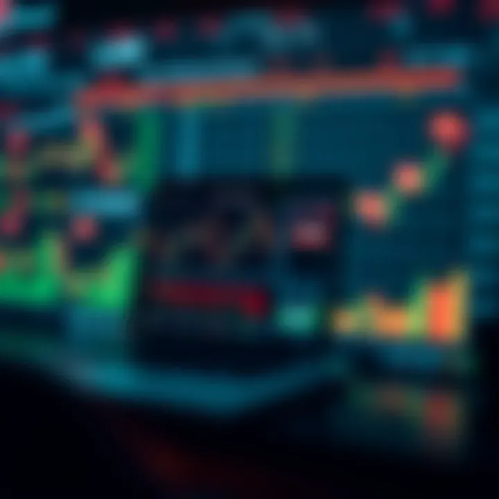 Visualization of risk management and strategies in binary options market with graphs and decision symbols