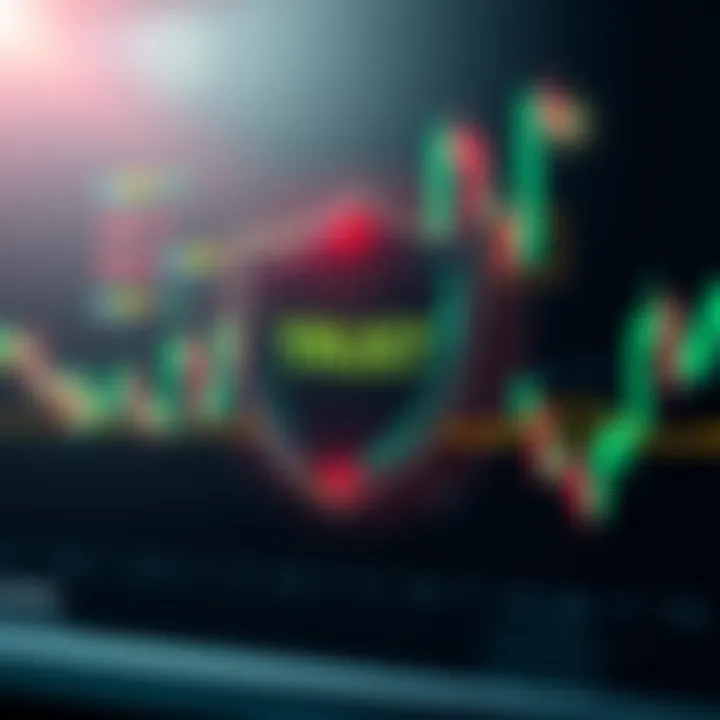 Illustration showing a secure financial graph with a shield symbolizing trust in binary options brokers