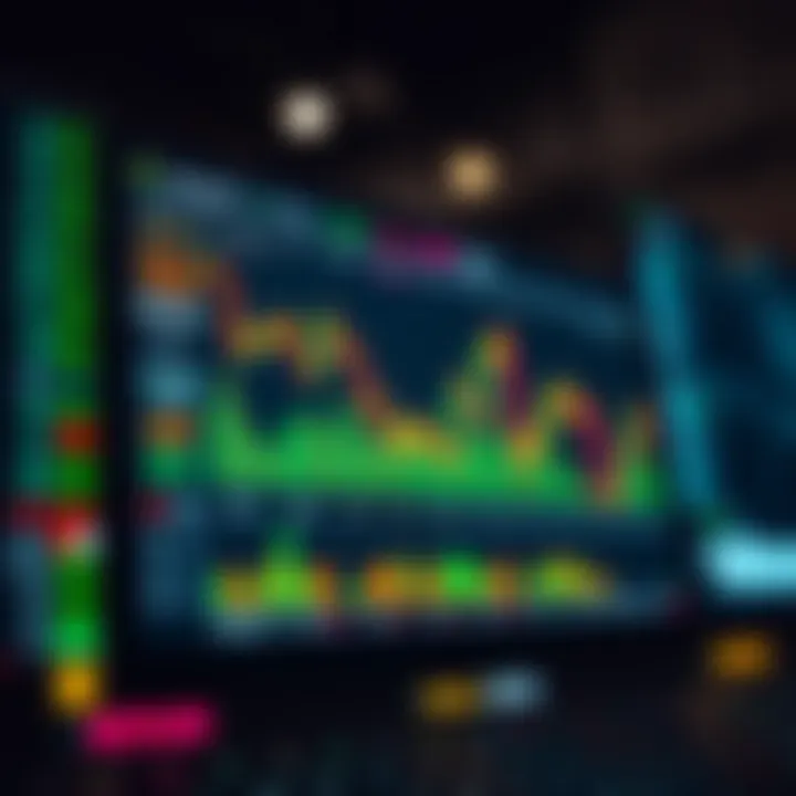 Illustration showing a digital Forex trading platform with currency pairs and market charts on screen