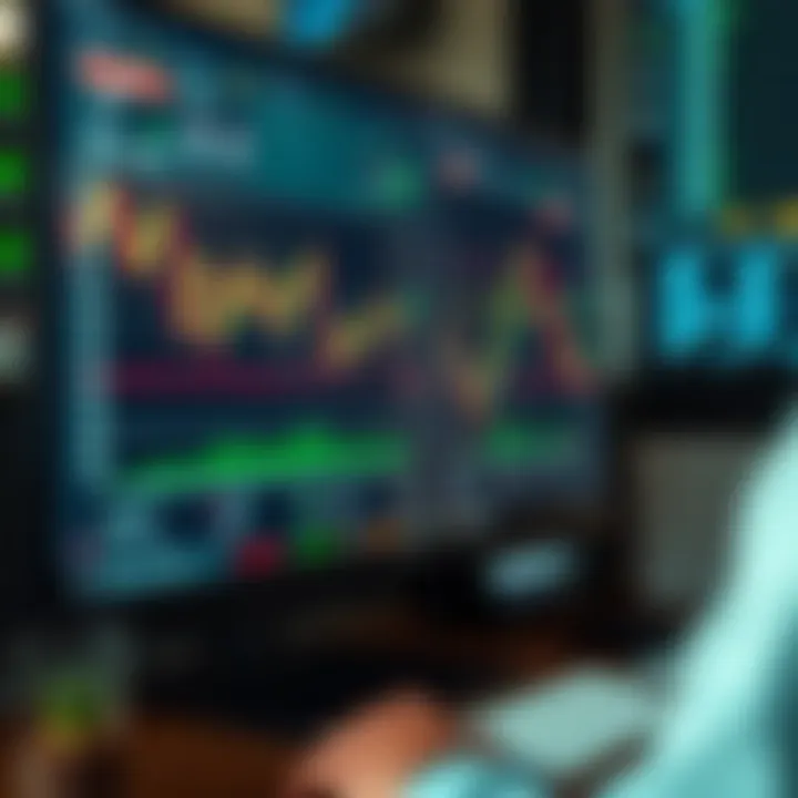 Illustration of a computer screen with trading software and risk management tools