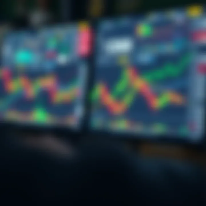 Binary options trading concept with charts and financial symbols