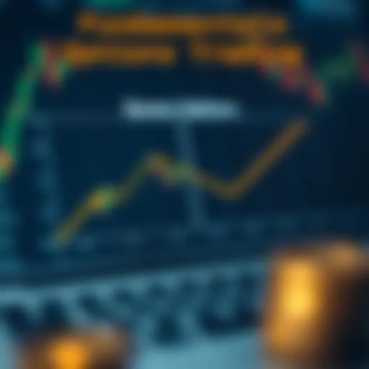 Diagram illustrating basic principles of binary options trading with upward and downward trends