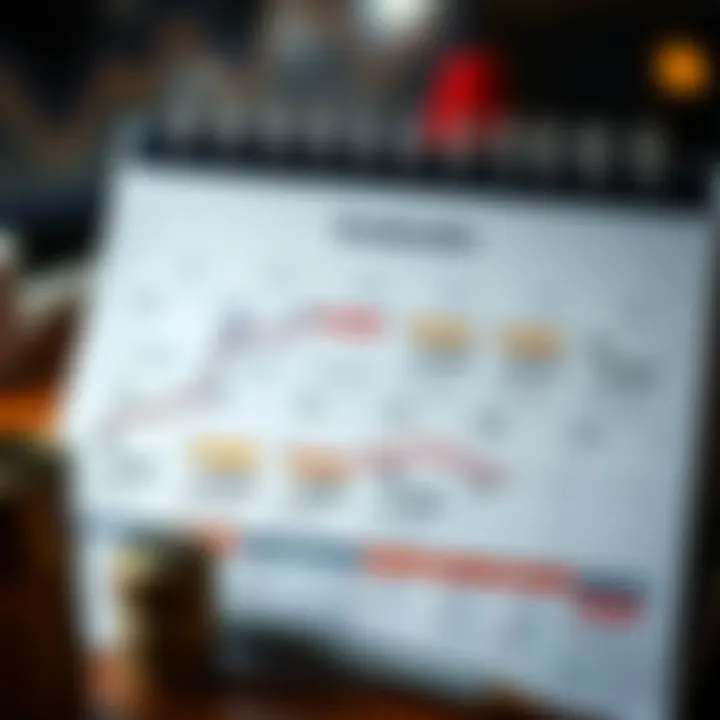 Illustration showing economic calendar with various financial events and indicators