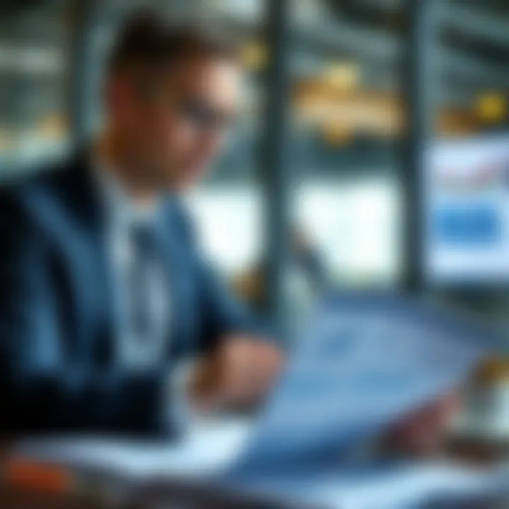 Business professional reviewing a comprehensive market analysis report with detailed insights