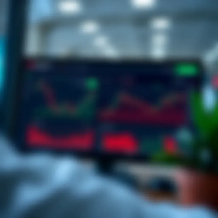 Dashboard view of a free demo financial trading account showing live market charts and virtual portfolio balance