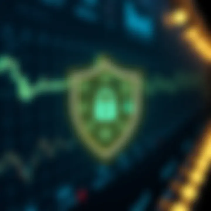 Security shield icon with digital currency symbols representing safe and secure crypto trading