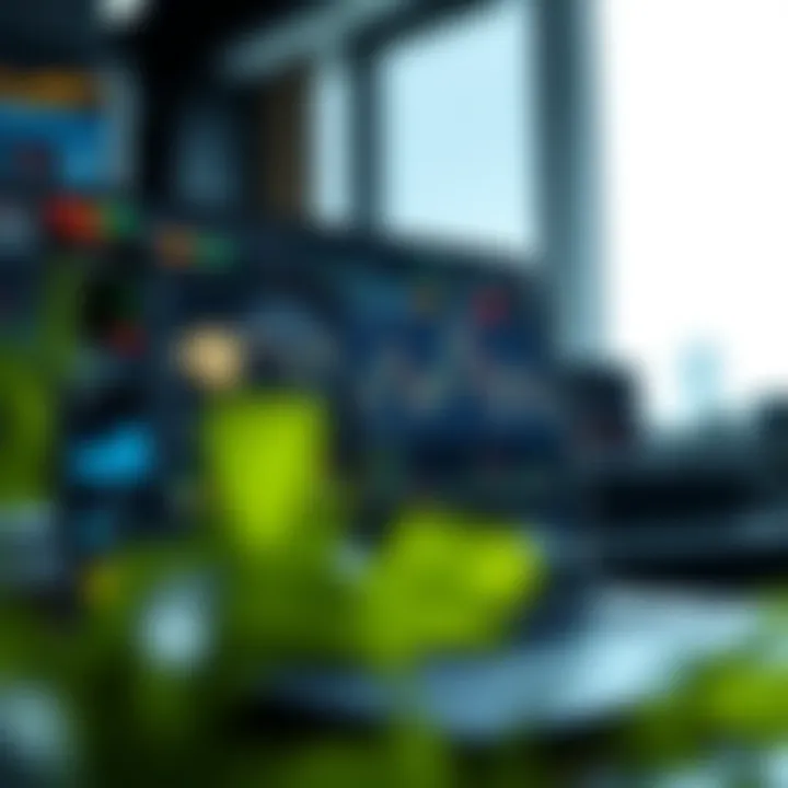 Digital interface showing various cryptocurrency trading tools and market analysis charts