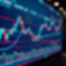 Graph showing financial chart with candlestick patterns illustrating day trading signals