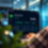 Illustration of a digital investment platform displaying a demo account balance and trading options