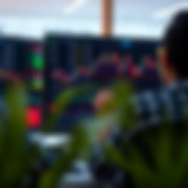 Digital interface displaying binary options trading charts and data analytics