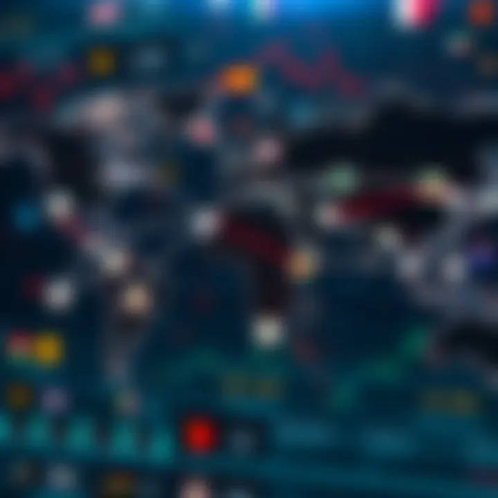 International Forex Market Connections Global currencies represented on a world map highlighting international Forex market connections
