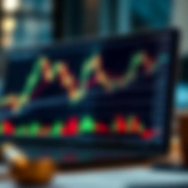 Illustration of price charts with candlestick patterns highlighting market trends