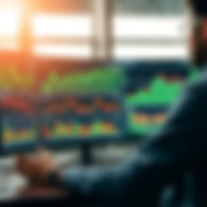 Investor analyzing economic data charts and graphs on a computer screen for strategic market decisions