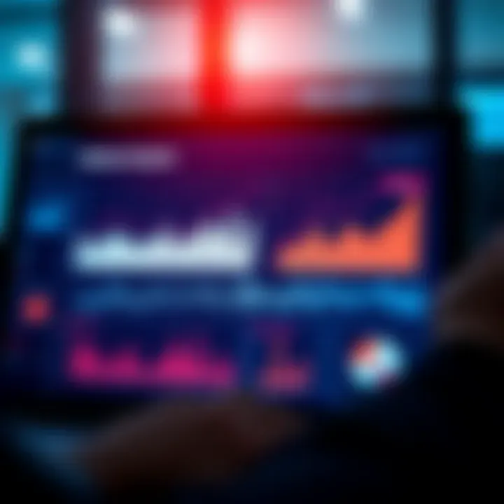 Graphical representation of competitive market analysis with charts and data points