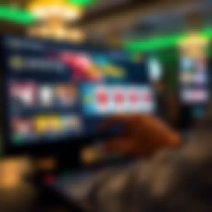 User navigating an online casino platform, selecting demo slots for risk-free gameplay