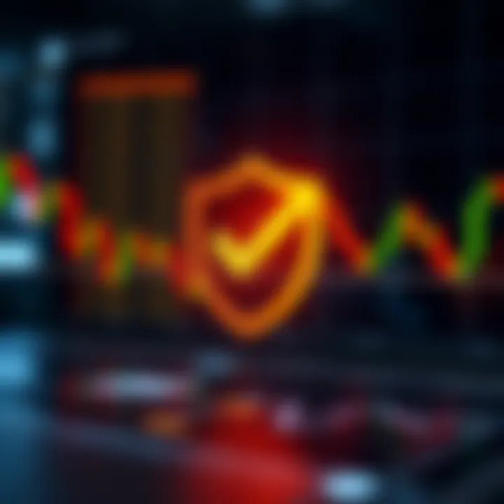 Illustration showing a secure binary options trading platform with a shield symbol and a check mark