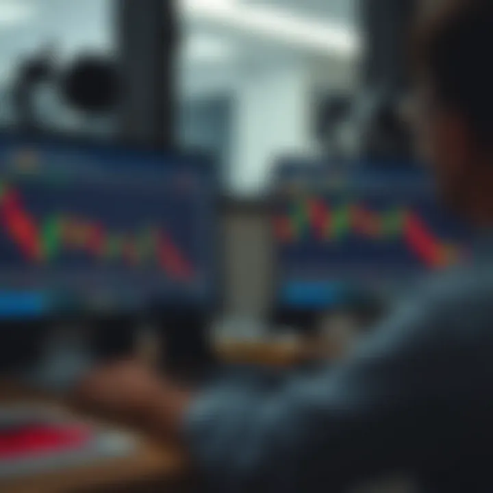 Illustration showing a comparison between demo and real trading accounts on computer screens