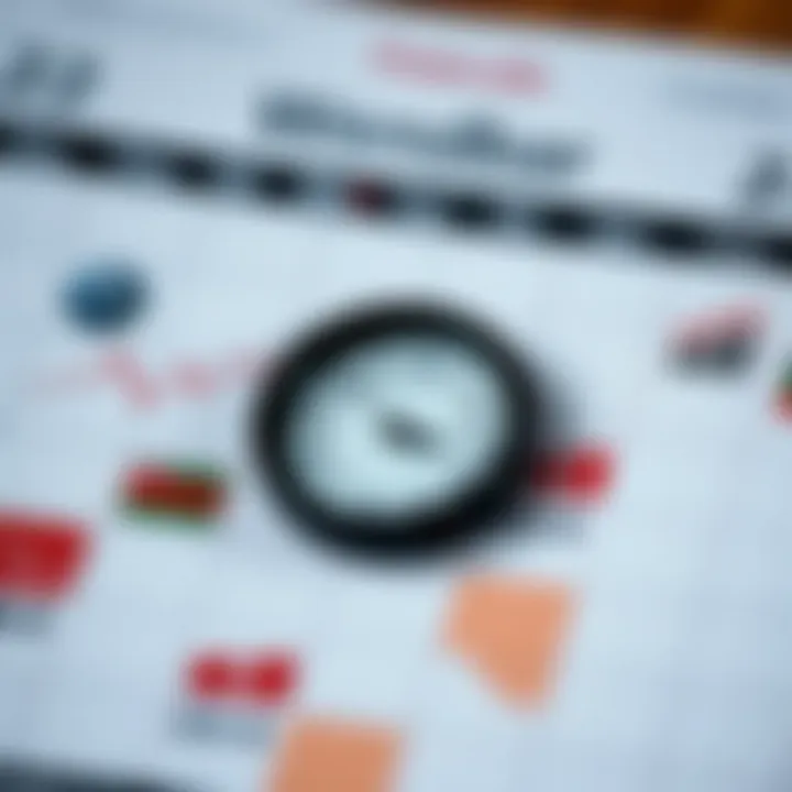 Illustration of a calendar with various economic event icons like charts and clocks