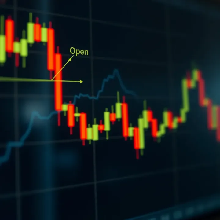 Detailed illustration of candlestick formation with open, close, high, and low price points