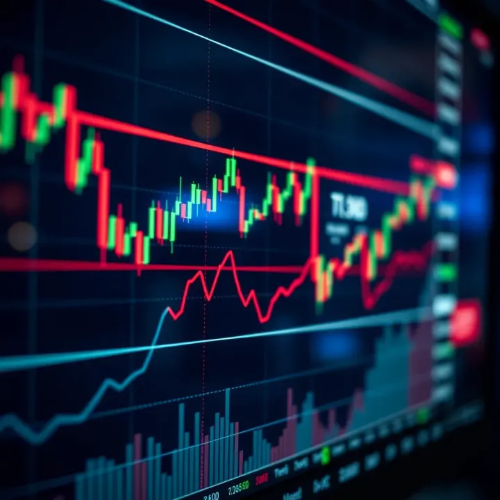 Chart showing upward and downward trends in a financial market