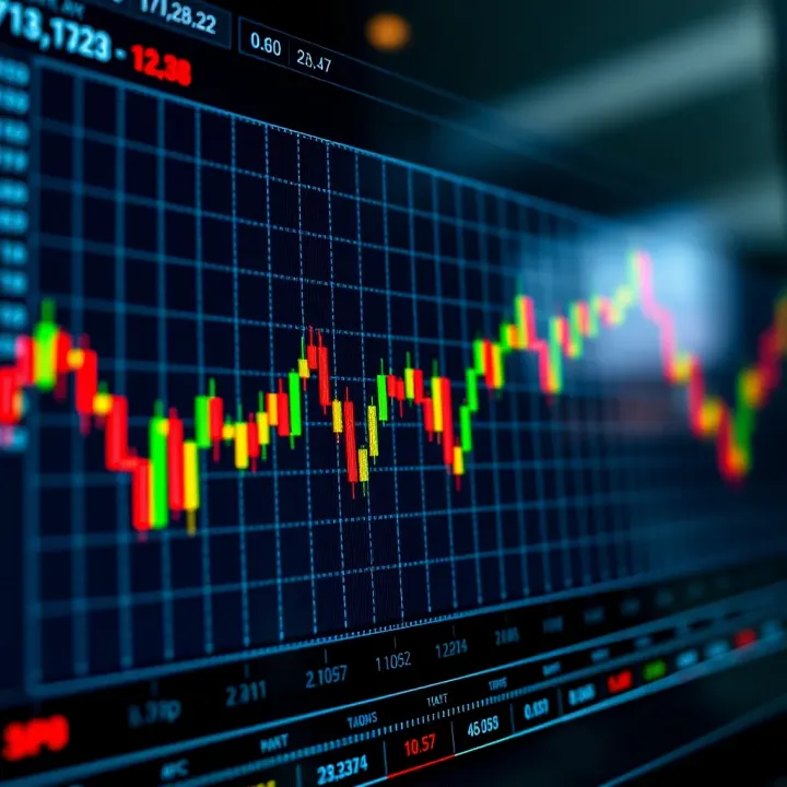 Chart showing binary options trading trends with upward and downward movements