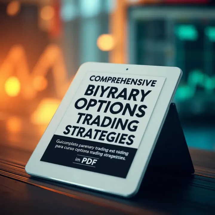 Digital book displaying binary options trading strategies on a tablet