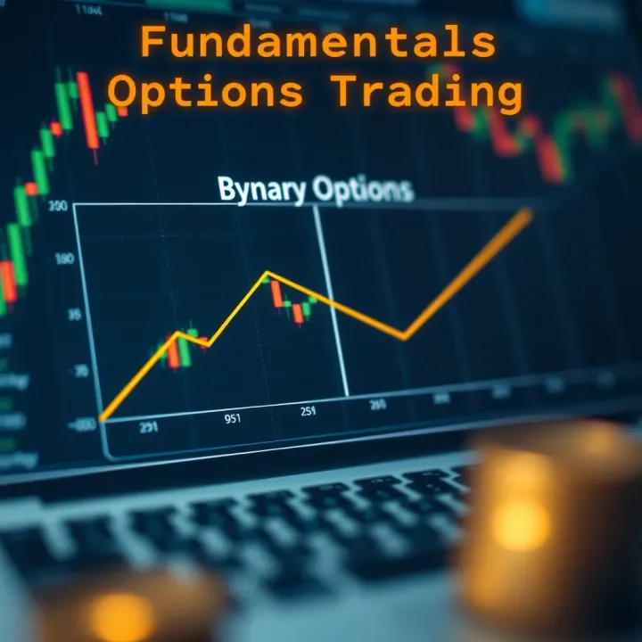 Diagram illustrating basic principles of binary options trading with upward and downward trends