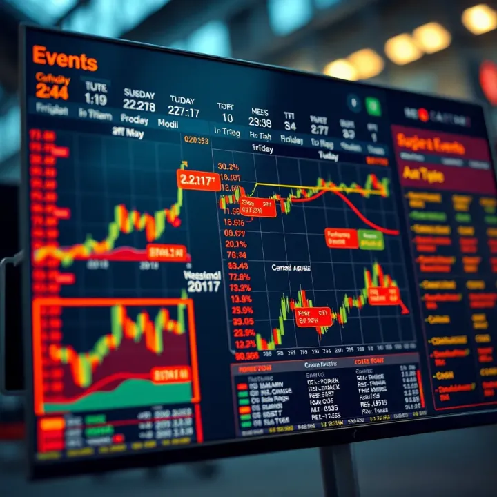 Calendar displaying financial events and economic indicators for market analysis