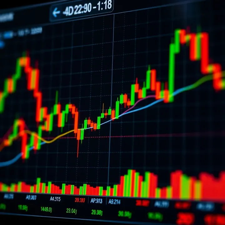 Chart showing price movements and candlestick patterns for financial analysis