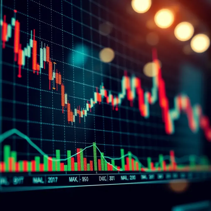 Graph displaying financial data with arrows indicating growth and decline representing copy trading dynamics