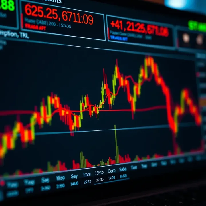 Graph showing binary options trading patterns and market trends