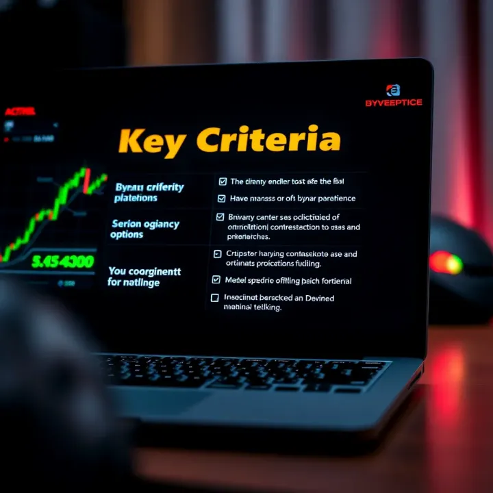 Visual representation of criteria checklist for evaluating binary options brokerage platforms