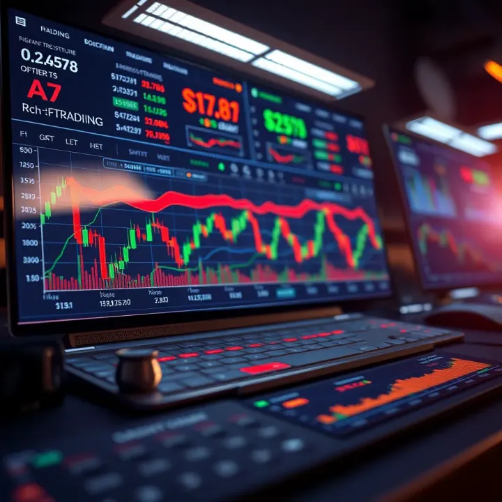 Illustration of trading platform with graphs and risk management tools