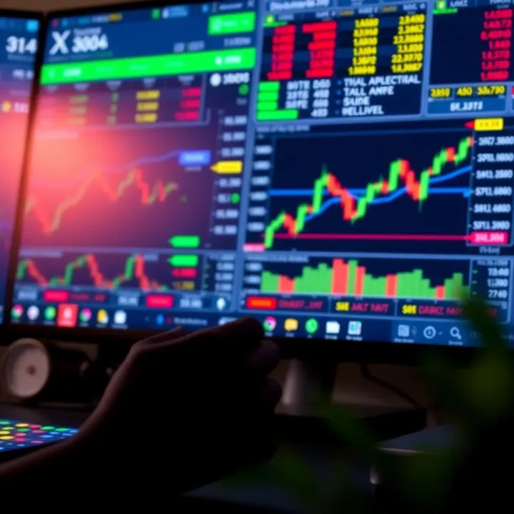 Trading platform interface showing live market data, order book, and trade execution tools