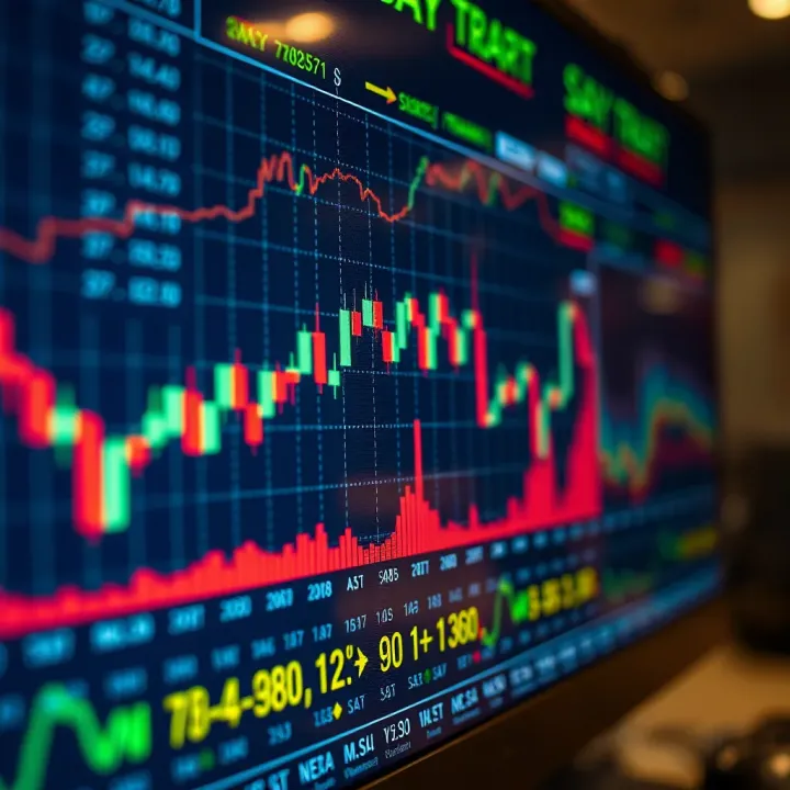 Chart displaying financial market trends with technical indicators for day trading