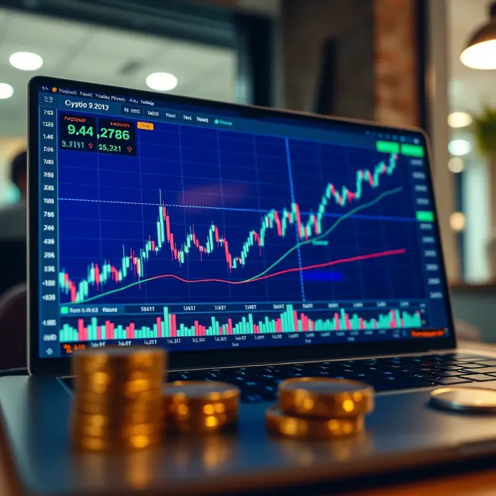 Graph displaying cryptocurrency price fluctuations over time with trading indicators